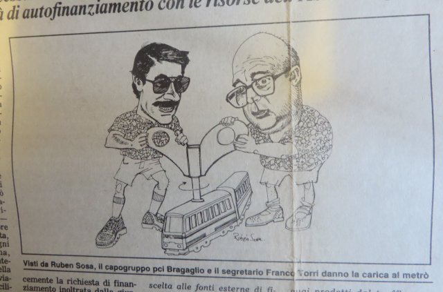 Bragaglio e Torri, Vignetta Metro, Bresciaoggi,30.10.88